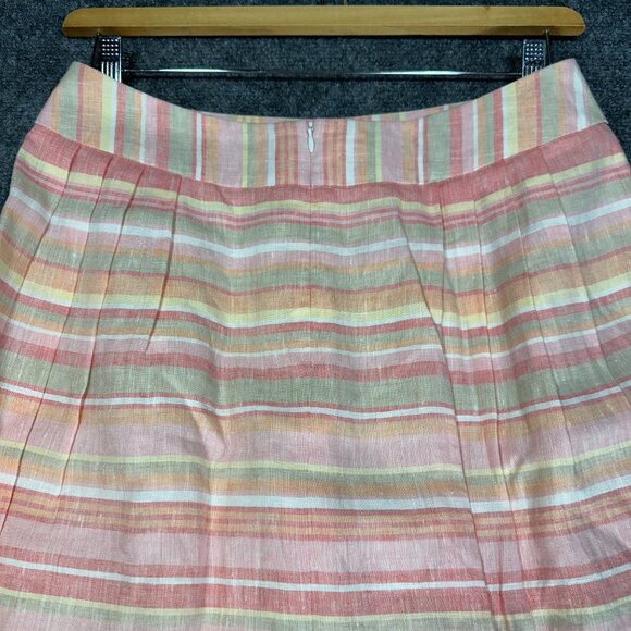 Brooks Brothers Skirt Womens 8 Orange Linen A Line Back Zipper Lined Pleated - Picture 5 of 6